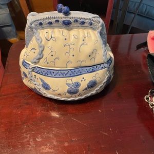 White and Blue cookie jar